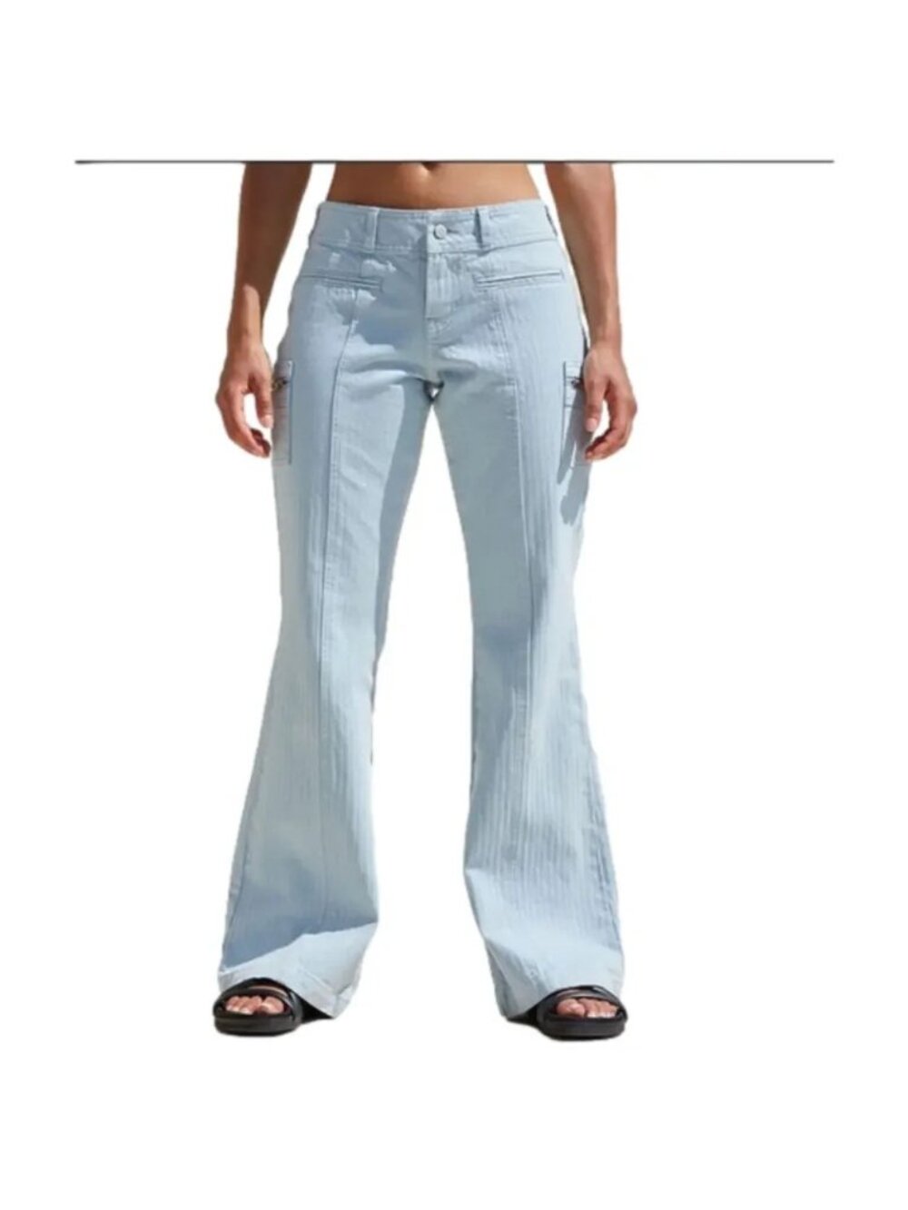 Pacsun Light Blue Flare Cargo Jeans - 25